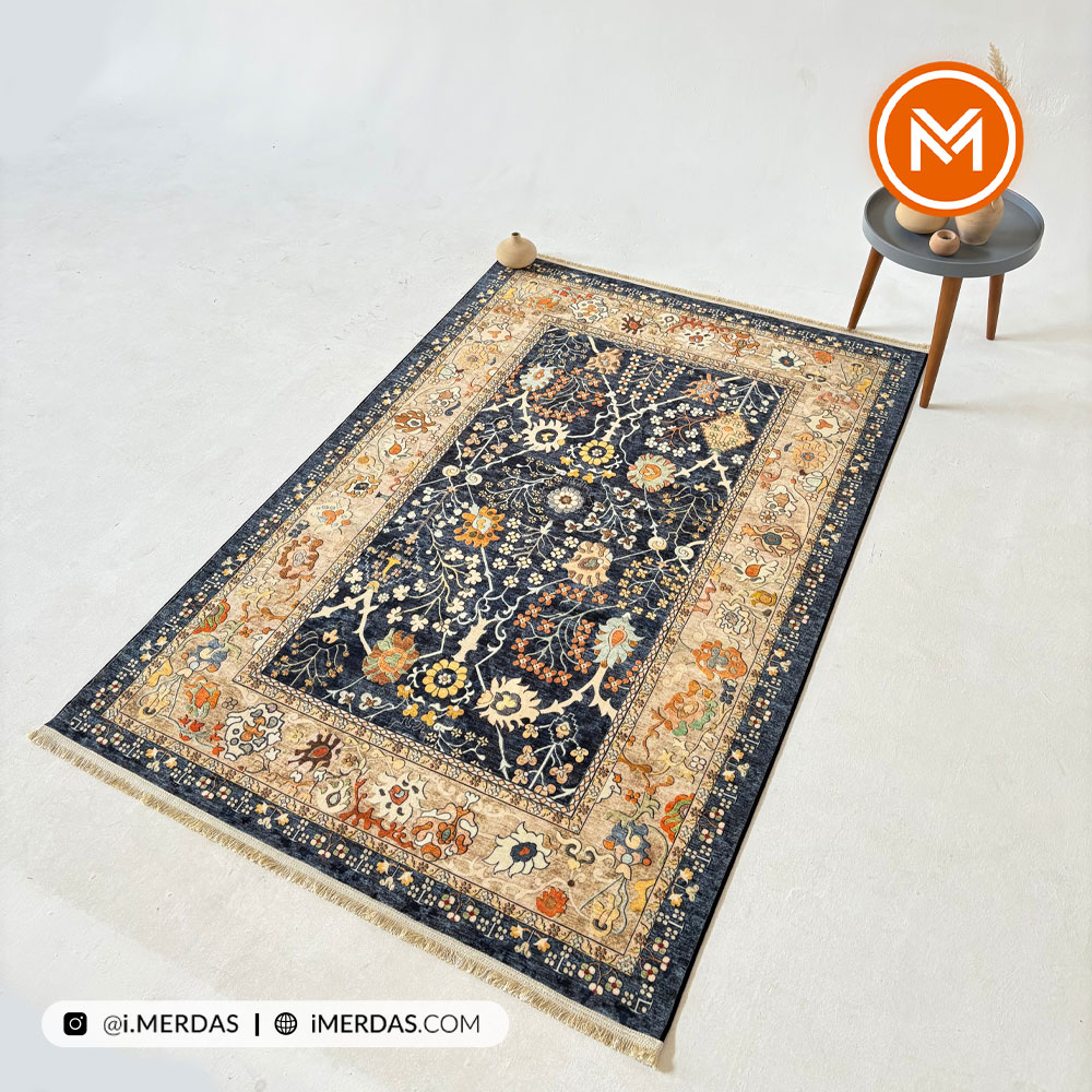 فرش کهنه نما کد 22212 زمینه تمام رنگ